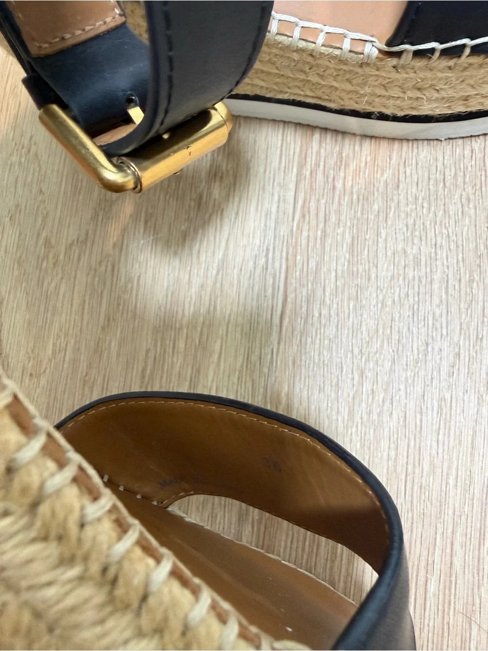 See by Chloé Black Leather Espadrille Platform Sandals EU 36 US 6 Flatform
